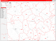Otter Tail County Wall Map Red Line Style